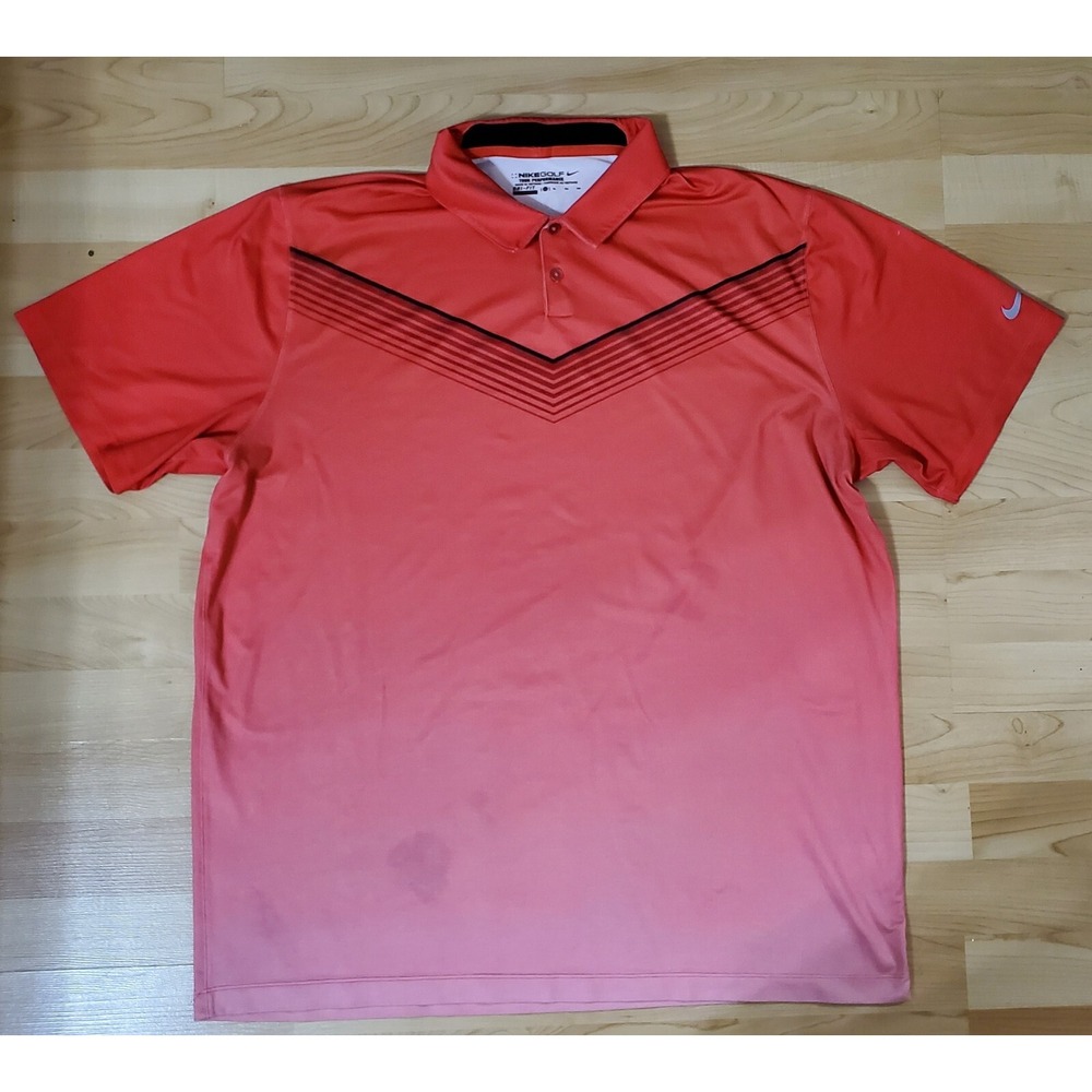 Nike Golf Mens Red Tour Major Moment Slow Roll Performance Polo Shirt XL